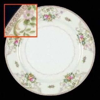 Kongo Kon22 Dinner Plate, Fine China Dinnerware   Brown Geometric Edge, Floral R