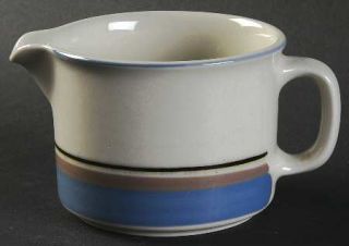 Arabia of Finland Uhtua Creamer, Fine China Dinnerware   Blue & Tan Bands On  Ri