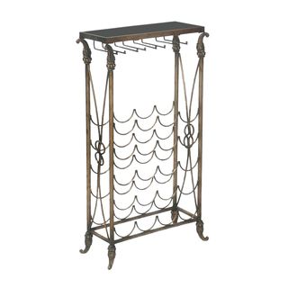 Vintage Gold Finish Metal Wine Bar Accent Table