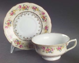 Gold Castle Hostess Footed Cup & Saucer Set, Fine China Dinnerware   Multicolor