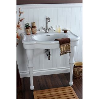 Vintage 32 inch For Single hole Wall Mount Pedestal Bathroom Sink Vanity (Vitreous chinaExterior dimensions 31  7/8 inches wide x 21 inches depth x 32 1/4 inches highDepth of sink basin is 7 inchesSingle faucet holeFaucet is not includedDrain opening St