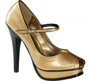 Womens Pin Up Pleasure 02G   Gold Pearlized Glitter Patent Leather High Heels