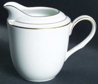 Noritake Lockleigh Creamer, Fine China Dinnerware   Gold Bands,Embossed Edge,No