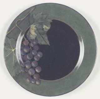 Gien Cueillette Salad Plate, Fine China Dinnerware   Grapes, Vines, Leaves, Blue