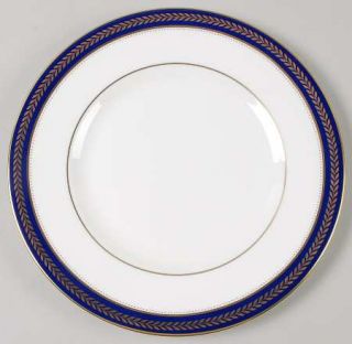 Wedgwood Stanton Luncheon Plate, Fine China Dinnerware   Cobalt Blue Band, Gold