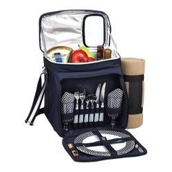 Picnic At Ascot Bold Picnic Cooler For Two With Blanket Navy/white