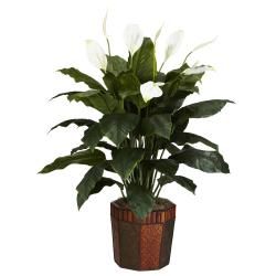 Spathyfillum With Vase Silk Plant