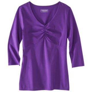 Womens Refined 3/4 Sleeve V Neck Tee   Royal Purple   M