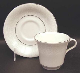 American Manor Chantilly Flat Cup & Saucer Set, Fine China Dinnerware   Cream Sc