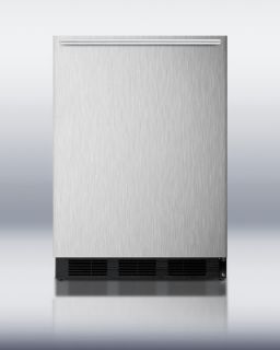 Summit Refrigeration Undercounter Refrigerator w/ Horizontal Mount Handle & Auto Defrost, Black, 5.5 cu ft, ADA