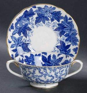 Coalport 4891/A Footed Cream Soup Bowl & Saucer Set, Fine China Dinnerware   Blu