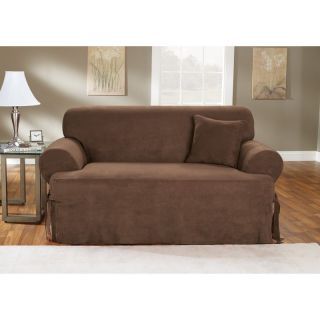 Sure Fit Soft Suede T Cushion Loveseat Slipcover Burgundy   34668
