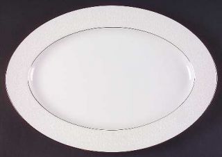 Sango Fairbanks 14 Oval Serving Platter, Fine China Dinnerware   White Flowers,