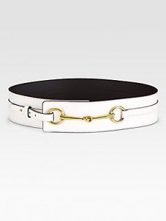 Gucci Matte Horsebit Belt   White