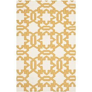 Transitional Handwoven Moroccan Dhurrie Ivory Wool Rug (8 X 10)