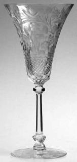 Heisey 3368 2 Water Goblet   Stem #3368, Cut Floral/Lattice Design