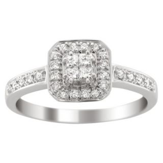 14K White Gold 1/3ctw Princess cut Diamond Halo Ring (HI, I1 I2) Size 7.5