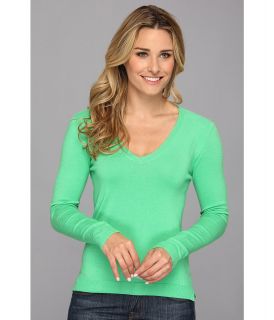 525 america V Neck Side Slit Womens Sweater (Green)