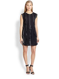 A.L.C. Kearny Stella Silk Striped Shirtdress   Black