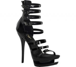 Womens Pleaser Blondie 647   Black Patent Strappy Shoes