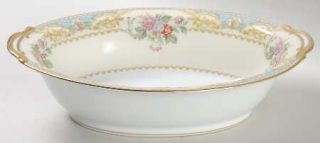 Noritake Phoebe 9 Oval Vegetable Bowl, Fine China Dinnerware   Blue Border,Flor