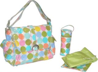 Womens Kalencom Laminated Buckle Bag   Disco Dots Cream Diaper Bags