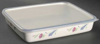 Lenox China Poppies On Blue (For The Blue) 10 Rectangular Metal Baker W/Plastic