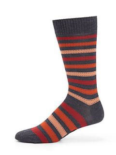 Marcoliani Folk Stripe Pima Cotton Socks   Orange