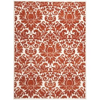 Porcello Damask Ivory/ Red Rug (4 X 57)