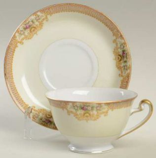 Imperial (Japan) Imp5 Footed Cup & Saucer Set, Fine China Dinnerware   Taupe Edg
