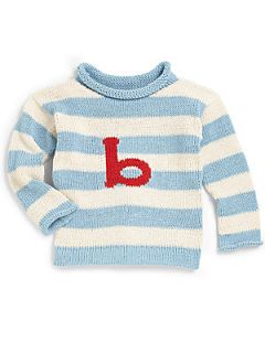 MJK Knits Kids Personalized Striped Sweater/Blue & White   Blue/White Stripe