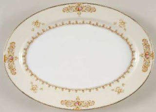 Meito Hastings 12 Oval Serving Platter, Fine China Dinnerware   Brown Edge&Scro