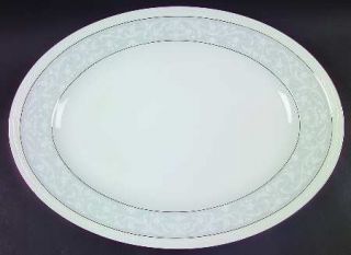 Noritake Glenrose Platinum 16 Oval Serving Platter, Fine China Dinnerware   Whi
