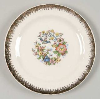 Cronin Coi3 Bread & Butter Plate, Fine China Dinnerware   Gold Flutes,Flowers &