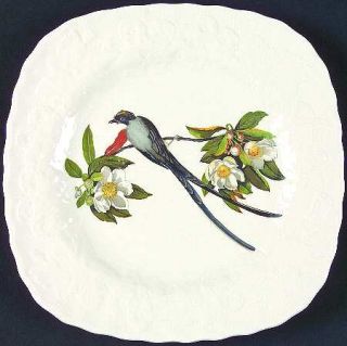 Alfred Meakin Birds Of America (White, Emboss Floral) Square Luncheon Plate, Fin