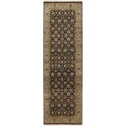 Hand knotted Treasures Black Wool Rug (26 X 8)