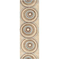 Hand tufted Beige Contemporary Circles Anatoly Wool Geometric Rug (26 X 8)