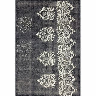Nuloom Hand knotted Transitional Damask Navy Wool / Viscose Rug (8 X 10) (IvoryPattern AbstractTip We recommend the use of a non skid pad to keep the rug in place on smooth surfaces.All rug sizes are approximate. Due to the difference of monitor colors,