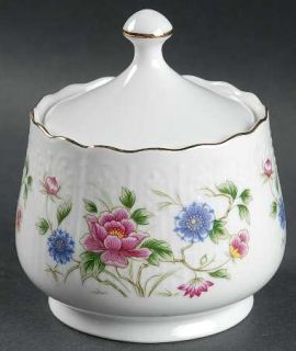 Sadek Spring Night  Sugar Bowl & Lid, Fine China Dinnerware   Pink&Blue Flowers,
