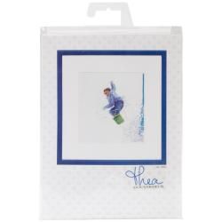 Snowboarder On Linen Counted Cross Stitch Kit  6 1/4 X6 3/4 36 Count