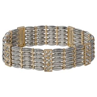 Capsule by C ra Bead and Clear Rhinestone Stretch Bracelet   Silver