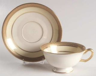 Lenox China Vernon Cream Rim Footed Cup & Saucer Set, Fine China Dinnerware   Go