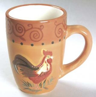 Kennex Group (China) Rooster Mug, Fine China Dinnerware   Rooster On Tan,Terra C