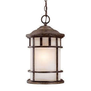 Hanging Lantern 1 light Outdoor Black Coral Frosted glass Light Fixture
