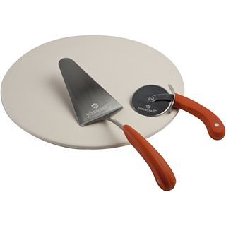 CHARCOAL COMPANION Pizzacraft 3 pc. 16 Pizza Stone with Cutter & Server Set