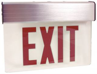 Elco Lighting EDGLIT2R LED Exit Sign, Double Sided Edge Lit with Battery Backup, 120/277VAC White with Red Letters