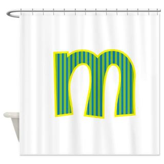 Initial M with Blue/Green Stripes Shower Curtain  Use code FREECART at Checkout