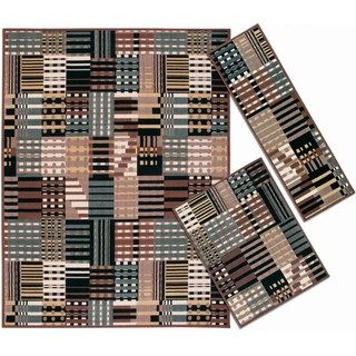Nourison Artistic Stripes Collection Grey 3 piece Rug Set (22 X 73) (311 X 53) (710 X 106)