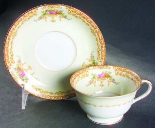 Noritake Tuscana Footed Cup & Saucer Set, Fine China Dinnerware   Floral Urns,Go