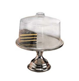 American Metalcraft 13.5 in Cake Stand w/ Break Resistant Cover, Bright Finish, Clear/Stainless